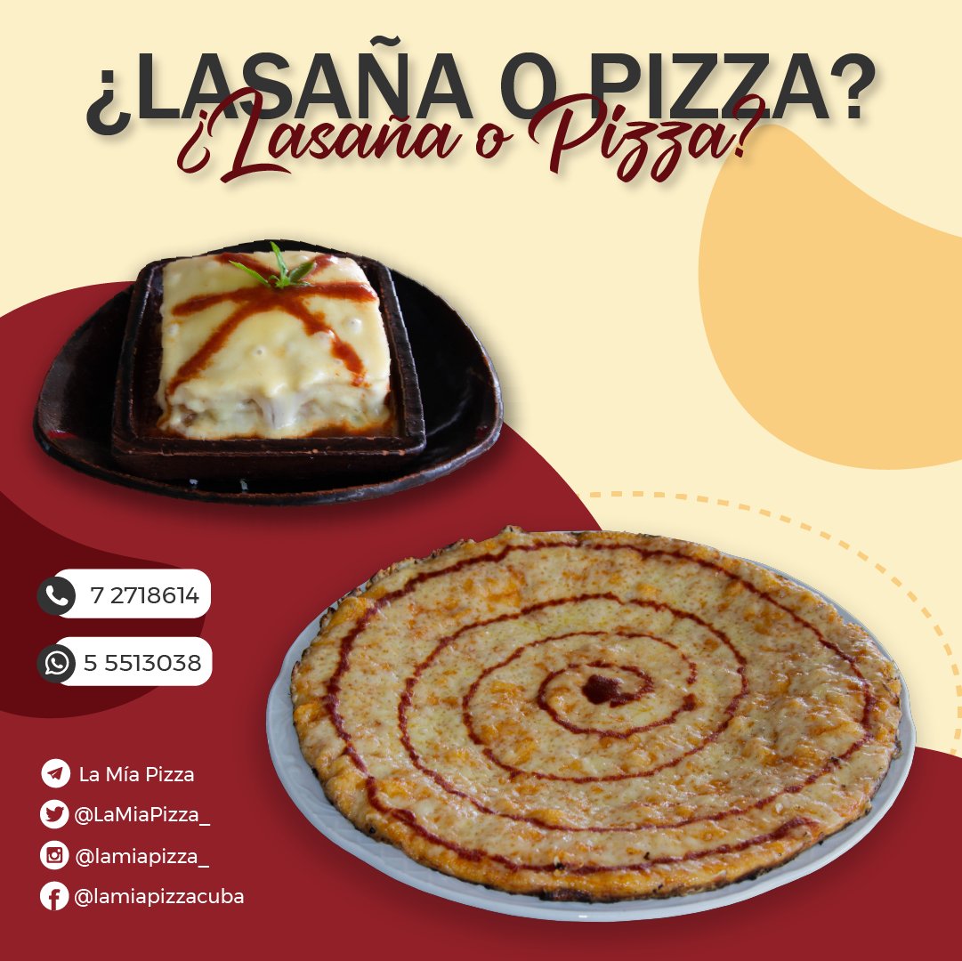 LaMiaPizza_'s tweet image. Hoy es Viernes con V de Vamos a comer en La Mía Pizza 😉

Nuestra deliciosas lasañas de jamón y pizzas napolitanas están esperando por tí 😋

¿Cuál te gustaría probar ahora mismo? 😏

📍Estamos en: Ave 29, e/202 y 204. La Lisa. Habana.