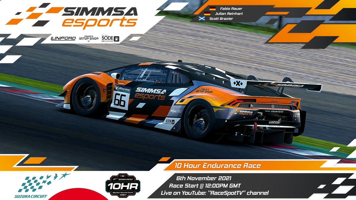 SIMMSA_Esports's tweet photo. one last time this year for the Special Events we head to Japan 🇯🇵, the wonderful exciting track of Suzuka!

A 10 hour endurance for our driver line up 👇🏻

Fabio Rauer 🇩🇪 
Julian Reinhart 🇩🇪 
Scott Brazier 🏴󠁧󠁢󠁳󠁣󠁴󠁿 

#sim #simracing #esports #GT3 #iRacing #simracers #specialevent https://t.co/almAy9JQ3U