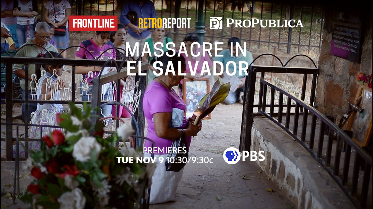 RetroReport's tweet photo. In 1981, Salvadoran soldiers trained and equipped by the US slaughtered nearly 1,000 civilians. Victims’ families continue a search for justice. 

Watch our new collaboration with @FrontlinePBS and @ProPublica Nov. 9 at 10:30 p.m. Eastern. https://t.co/UnuIhycKTF