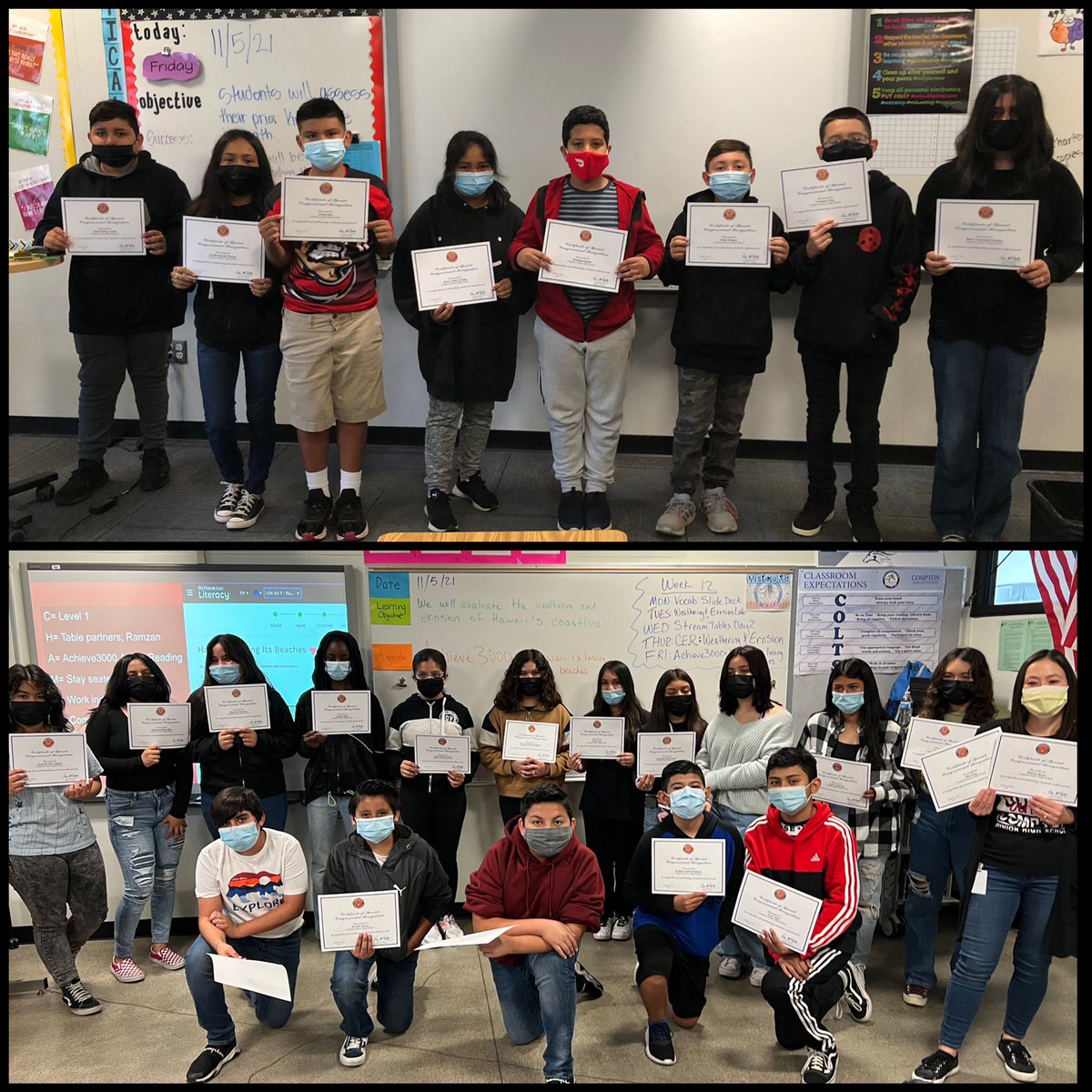 comptonJHS's tweet photo. It’s Successful Friday for our Compton Colts! Students earning a 3.5 GPA or higher were presented their Congressional Certificates of Recognition. Thank you to @kevinomccarthy and his staff for providing the certificates for our Mighty Colts! #mightycolts @Team_BCSD https://t.co/Xk2XKWwxyG