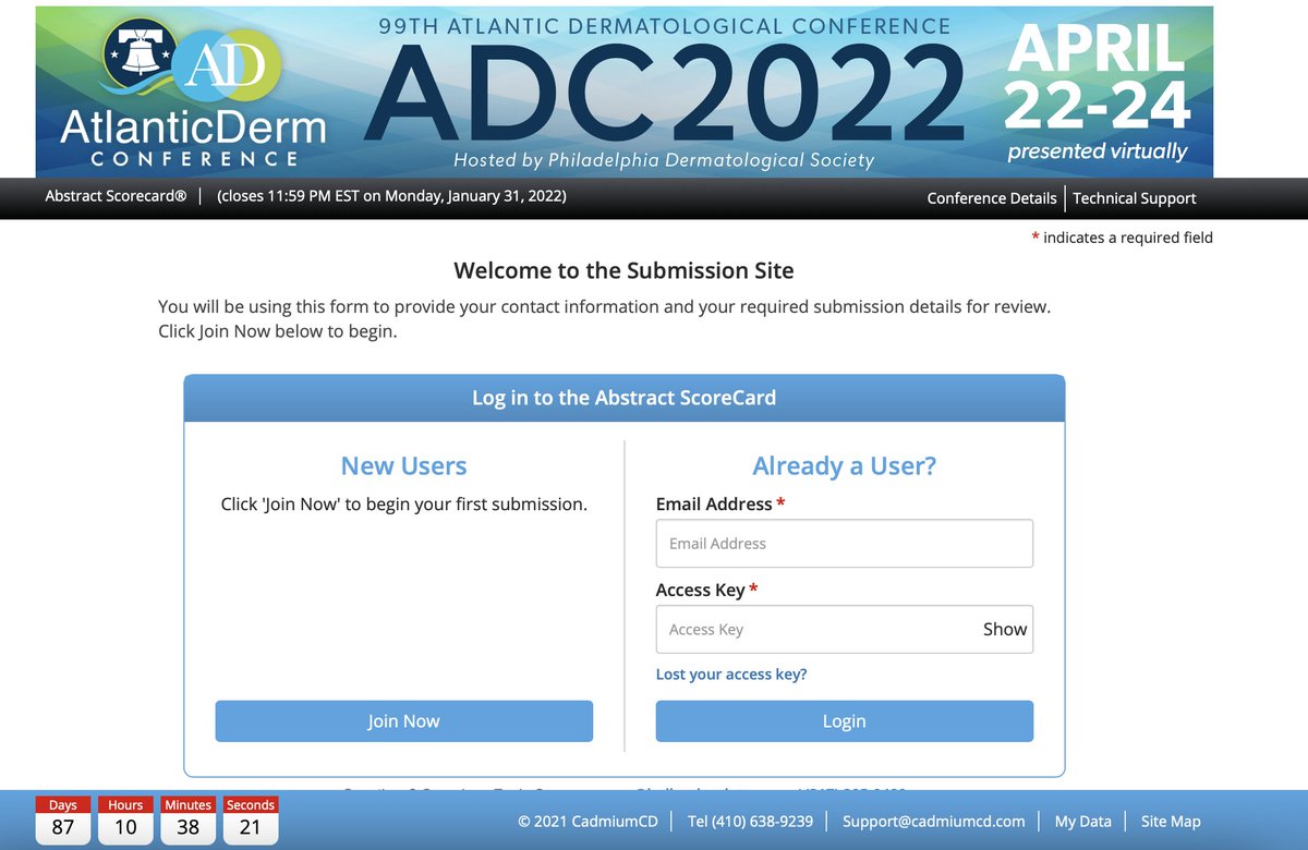 AtlanticDermADC's tweet photo. Abstracts are now being accepted for ADC 2022! The submission deadline is January 31, 2022. To review the guidelines and for additional information, visit our website: https://t.co/7fHD7v0J4L https://t.co/vYKXerE9FJ