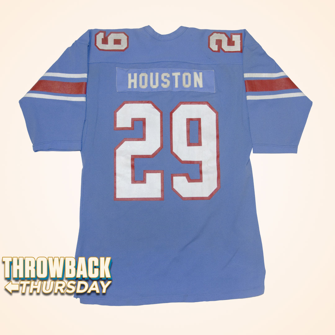 #TBT - This jersey was used by Ken Houston during the 1971 season with the Houston Oilers. Houston became the first player in <a href="/NFL/">NFL</a> history to return four interceptions for touchdowns in the same season (1971).

#GoldJacketSpotlight