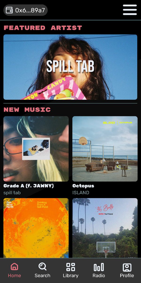 crescendoge's tweet photo. Sneek peek at what you all are patiently waiting for! This is a mockup design for the mobile version of the Dapp, which will closely resemble the standalone mobile app. #NFTmusic #moralis #figmaprototype #BinanceSmartChain https://t.co/qxivO0E71T