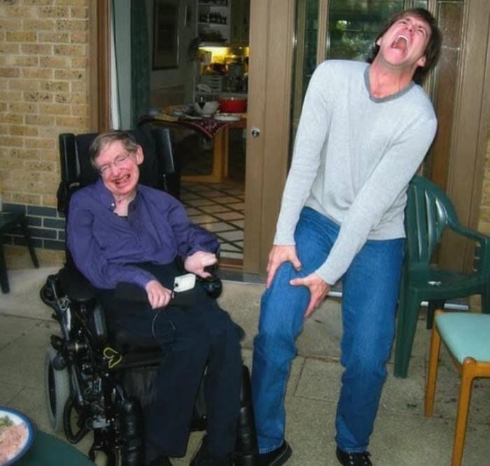 latestinspace's tweet photo. When Jim Carrey met Stephen Hawking for the first time in 2003 🤍 https://t.co/YiWJRjfLId
