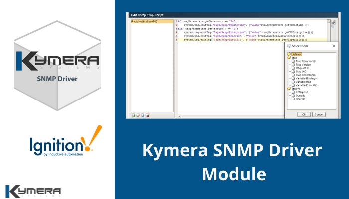 Kymera SNMP Driver retrieves data from #SNMPV1_V2c_V3  agents making it available via OPC so that Ignition and other OPC-UA compliant systems can monitor network health and computer statistics 
bit.ly/3nZxLCM
#kymeraSystems #IgnitionCommunity #KymeraSNMPDRiver