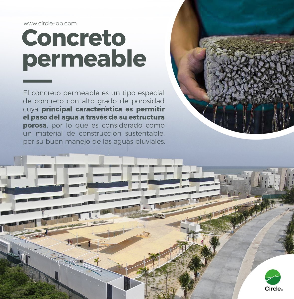 CircleAP's tweet photo. ¿Sabes qué es el concreto permeable? Este material fue utilizado en uno de nuestros proyectos gerenciados, en el estacionamiento de "Turena" en #Telchac, #Mérida.
#GerenciaDeProyectos #ProjectsManagement #Construcción #SupervisónDeObra #concreto #concretopermeable #Yucatan https://t.co/eXMXS0sjz7