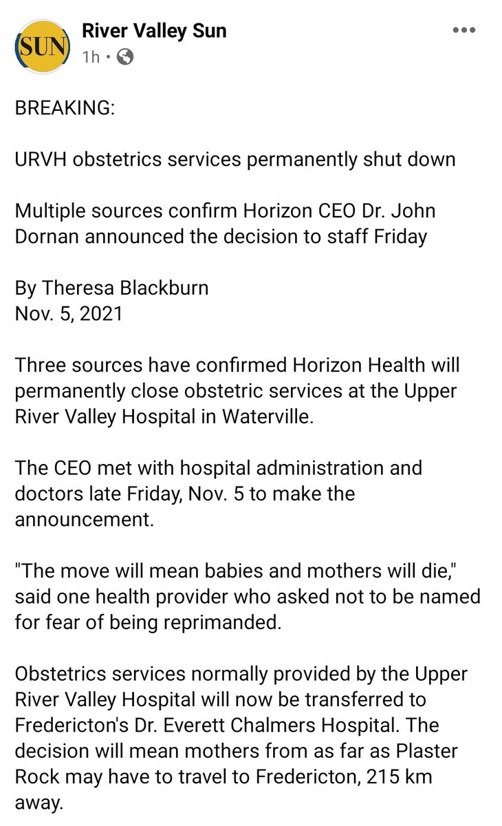 This is completely unacceptable. Rural New Brunswickers deserve access to healthcare and the way we treat women's health in this province is disgraceful. Sick and tired of this government's backwards approach to leadership.