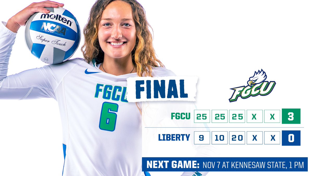 FGCU WINS!!!!!!!
The Eagles have tied the program record for their best ever start to @ASUNVolleyball play at 14-0! 

#TakingFlight 🤙🦅🌴