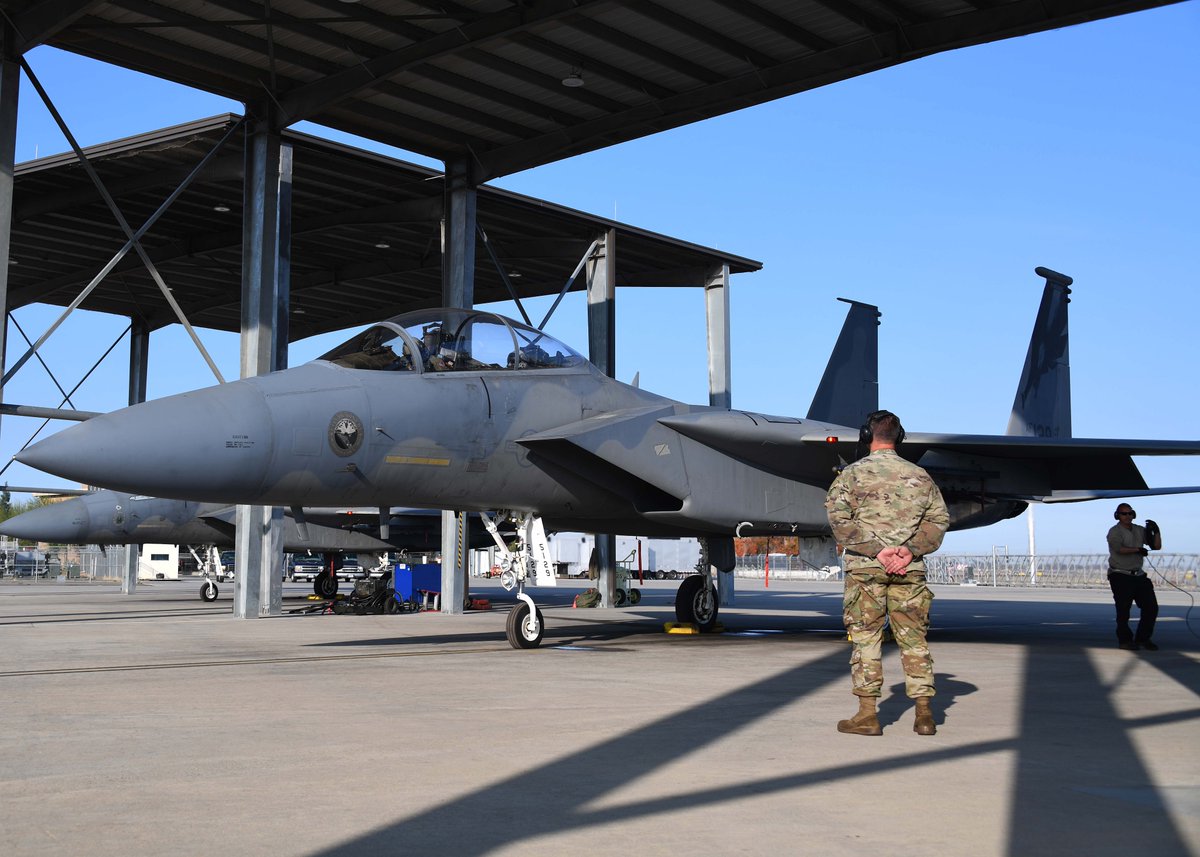 144thFW's tweet photo. U.S. Air Force Tech. Sgt. Cynthia Gomez, a member of the 144th Medical Group, prepares for an incentive flight with U.S. Air Force Maj. Kirk Adams, 144th Operations Group pilot, Nov. 5, 2021, at the Fresno Air National Guard Base, Calif. #aviation #15CEagle #fighterjet #join144 https://t.co/bMYInTHnUY