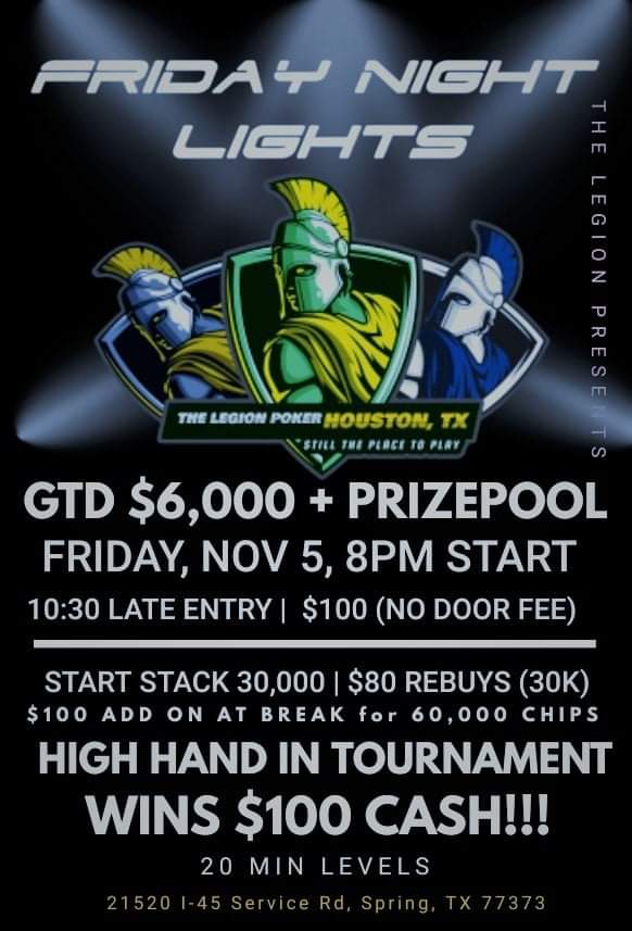 TheLegionPoker's tweet photo. -•-•-•-•-•_ 🤎 THE LEGION🧡 _-•-•-•-•-•
🦃 1/3 NLH starts at 4pm
🥧 first 4 players before 4:30p get $25 on time bonus! 
🚨DOUBLE BOUNTY TODAY🚨
￼$400 bounty on papa Darrell and Lil Lisa!
4p-6pm knock us both out and it’s worth $1000
TEXT ME FOR MORE INFO 281.730.2966 https://t.co/BoB6rkj7gC