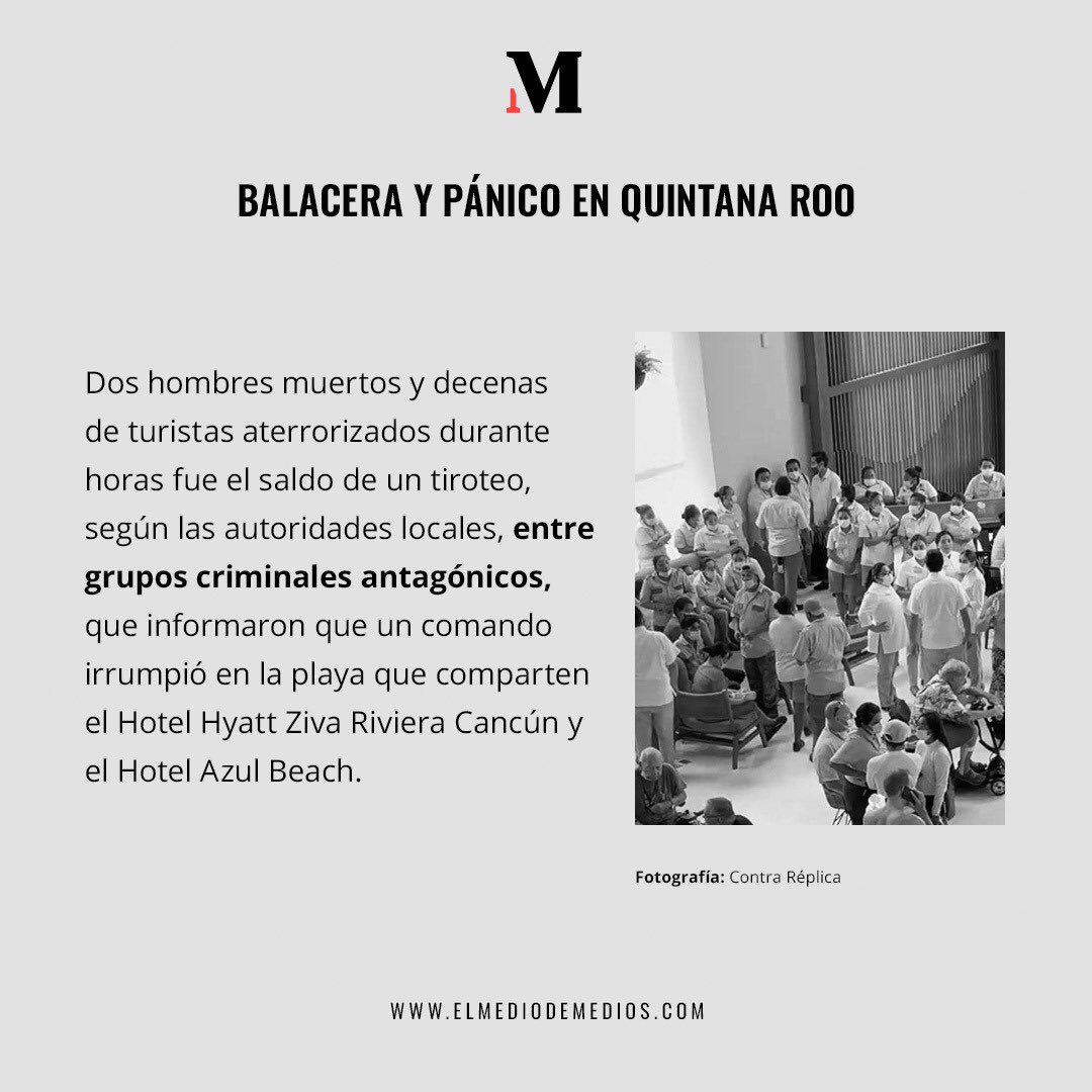 ElMedioDeMedios's tweet photo. El Medio de Medios te presenta el #ResumenDeLaSemana. 

✔ Frena EU reforma eléctrica de AMLO. 
✔ Advierten sobre cuarta ola de Covid. 
✔ Balacera y pánico en Quintana Roo. 

Suscríbete a nuestra Web App ➡️ https://t.co/IC2rz6klP8 https://t.co/UrBHMTHppW