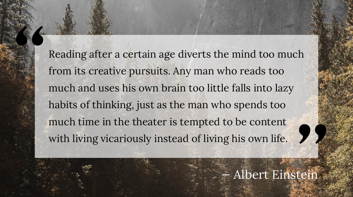 sigcomm's tweet image. Another super #5BulletFriday thx @tferriss  especially digging the Einstein quote. Relateable
“Reading after a certain age diverts the mind too much from its creative pursuits…” #fridayThoughts