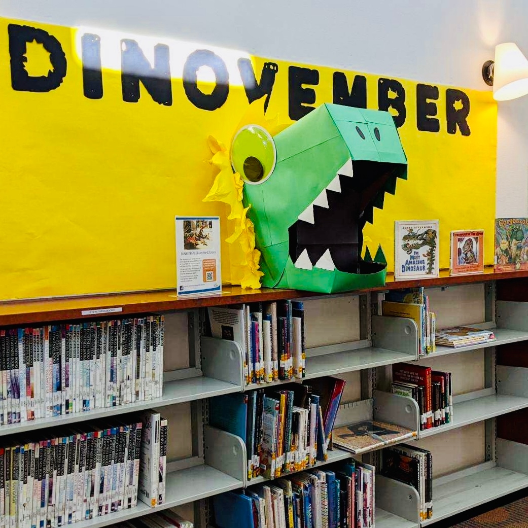 SDPublicLibrary's tweet photo. RAWR! It’s #DiNovember already!? 🦖🦕❤️
Head out to #NorthUniversityCommunityLibrary tomorrow for an afternoon of crafts and fun! https://t.co/heVVCj3rhM https://t.co/KeBULQ6gY8