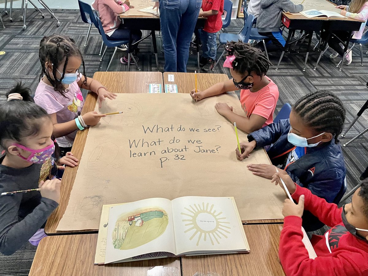 Mrs_Courlas's tweet photo. Today we did a #jigsaw notice and share about our current #WitandWisdom book, Me…Jane. The kids did a great job noticing and responding to each other! #TeamTussing #PLSDproud #fabulousinfirst https://t.co/wDFfK5naMv