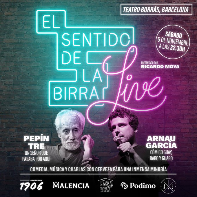 AtrozShow's tweet image. Esto de @esdlbirra con PEPÍN TRÉ ocurrirá HOY sábado 6 de noviembre en el Teatre Borràs de Barcelona. Entradas aquí: tickets.grupbalana.com/balanatickets_…