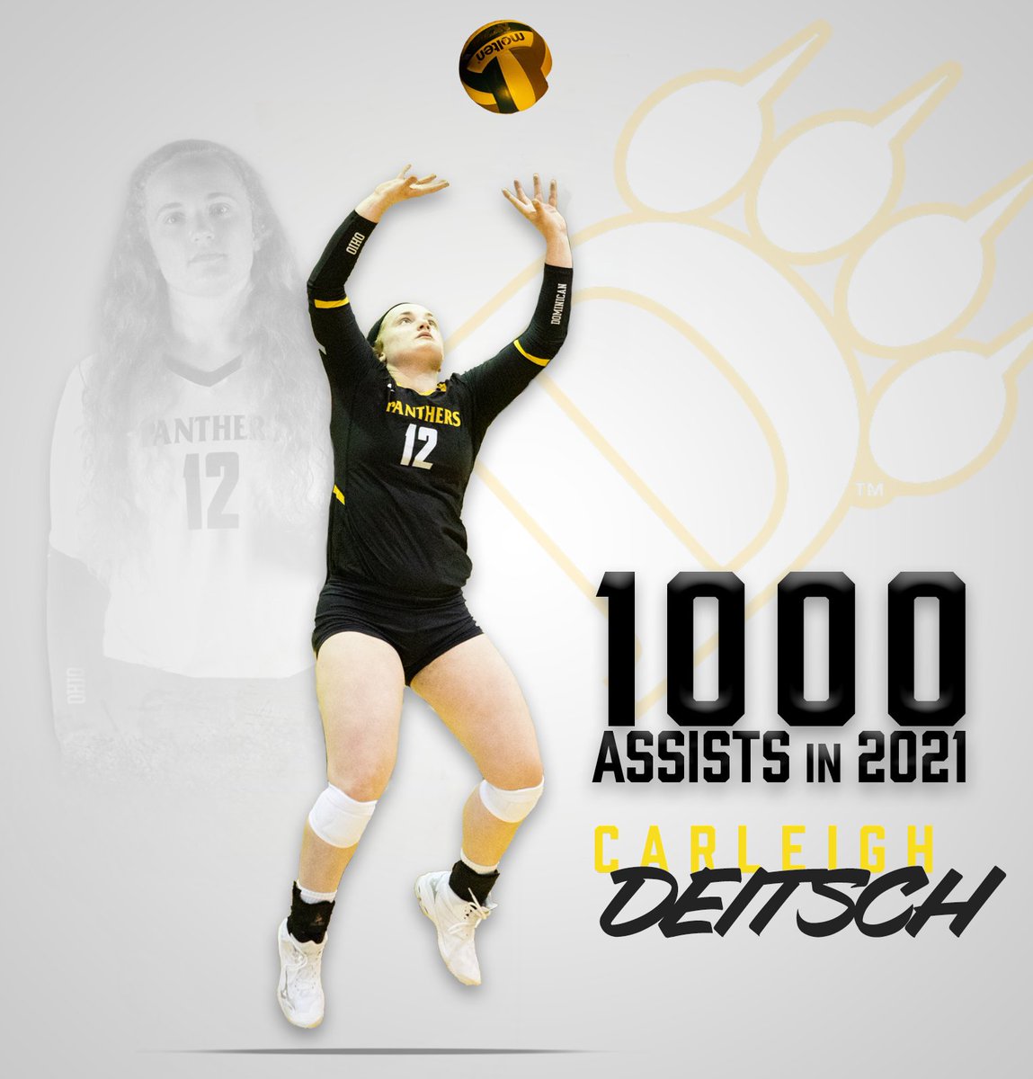 ODUAthletics's tweet photo. During tonight's match against Tiffin, @OhioDominicanVB 's Carleigh Deitsch hit her 1,000th assist this season!🏐

#ClawsOut https://t.co/3llhT711EK