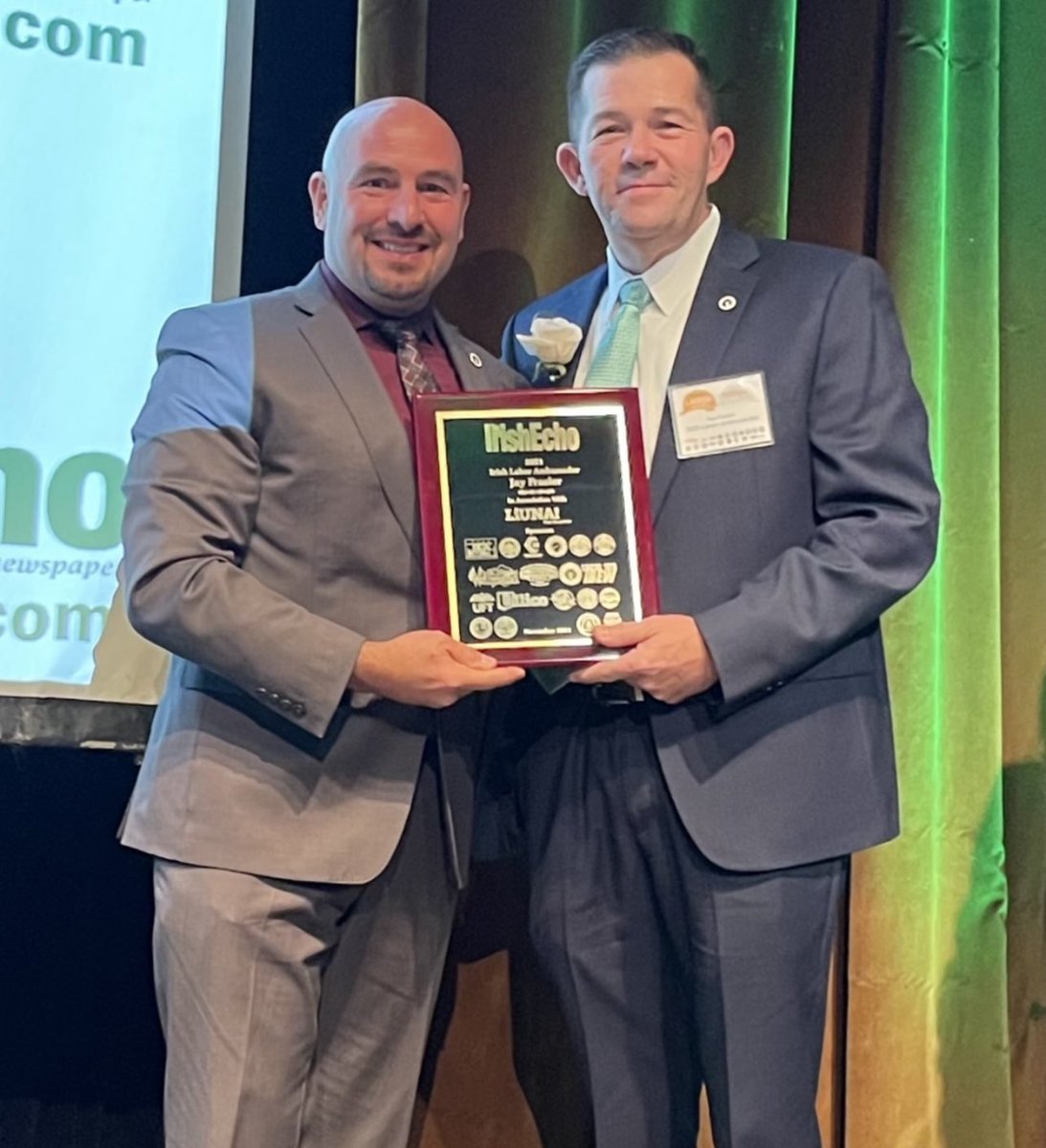 LAntonellis103's tweet photo. So proud to be in NYC to present @jfrasier103 with the @IrishEcho Labor Award for his dedication and contributions to the hard working members of @IBEW103 and the Labor Movement in Boston.
#LetsGetToWork https://t.co/gV5IWWDXq0