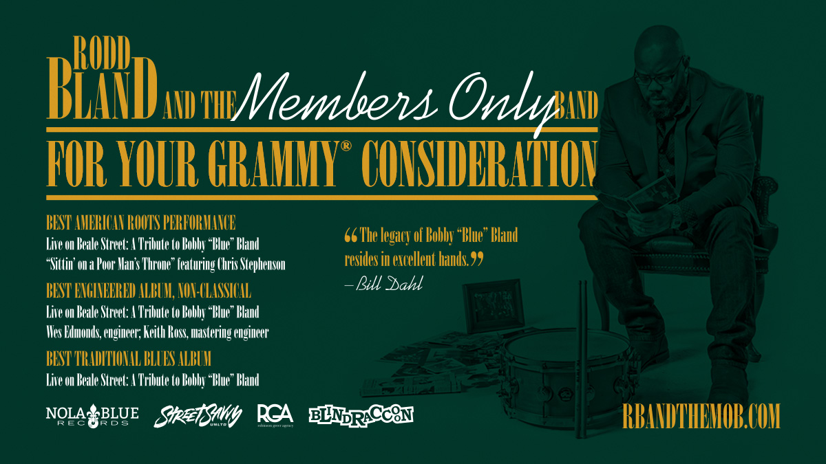 rbandthemob's tweet photo. For Your GRAMMY® Consideration, @RecordingAcad Voting Members.

@rbandthemob - Live on Beale Street: A Tribute to Bobby “Blue” Bland is on the #GRAMMYs 1st-Round Voting ballot!

Today is the last day for #RecordingAcademy voting members to vote in the 1st round! 🗳 #Vote4GRAMMYs https://t.co/0iHJYt4qGm
