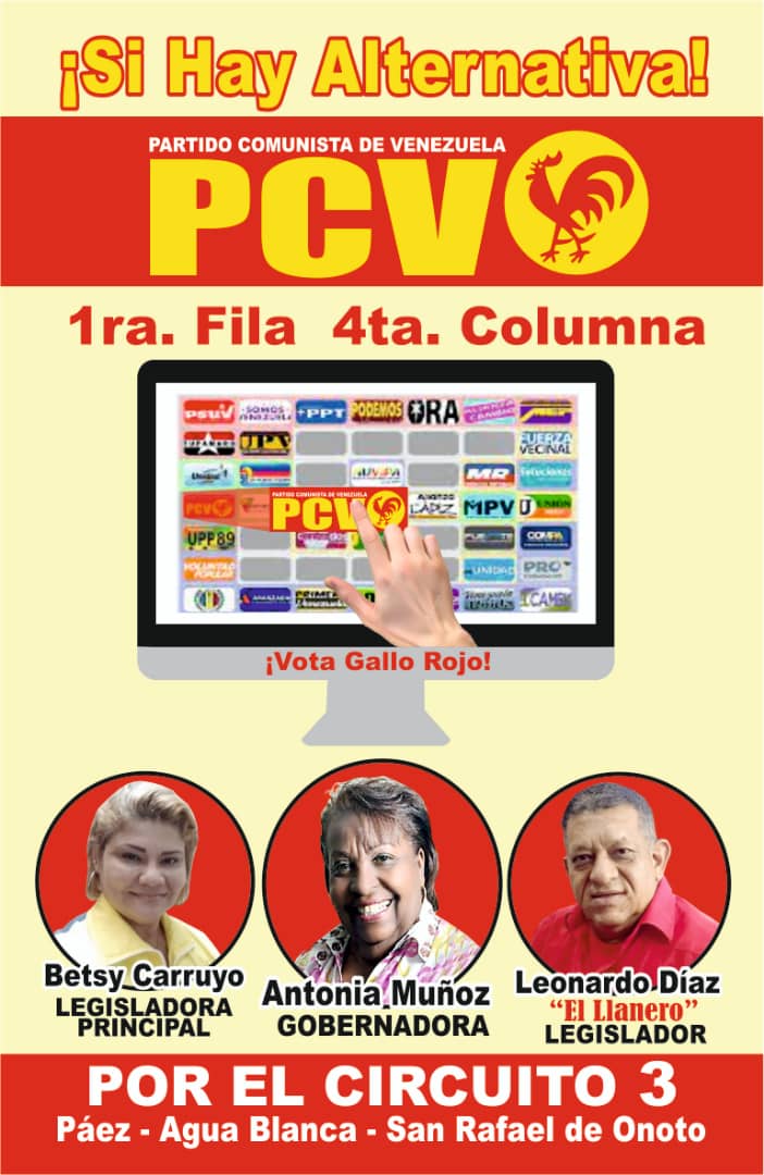 PcvAraure's tweet photo. En Portuguesa #HayAlternativa para la Gobernación, Consejo  Legislativo, Alcaldías y Concejos Municipales🚩🚩🚩este 21N VOTA PCV Gallo Rojo 🚩 https://t.co/TEdoi7ofhU