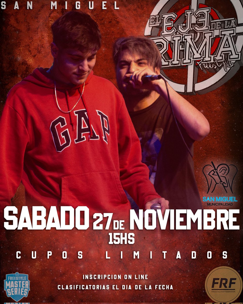 El sábado 27/11 vuelve el eje de la rima y en SOLO 2 HS se anotaron competidores PICANTISIMOS, literalmente representantes nacionales. 
La entrada es GRATUITA, acá abajo te podes anotar para competir o ir a ver la fecha ⬇️ quedan pocos cupos.
linktr.ee/elejedelarima