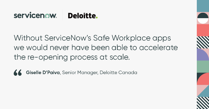 TBorrmann's tweet photo. Powered by the #NowPlatform, @ServiceNow's Safe Workplace Suite enabled @DeloitteCanada’s employees to return to work with confidence https://t.co/Np1C3jTeid https://t.co/CdgCgm7VTY
