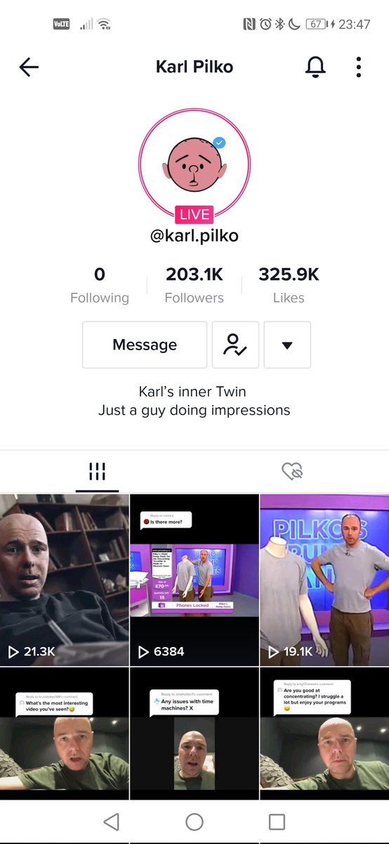 MissPool3's tweet photo. @rickygervais this guy on Tiktok goes live and is 'so.Karl' 😂😂 https://t.co/PuL24Zt3YY