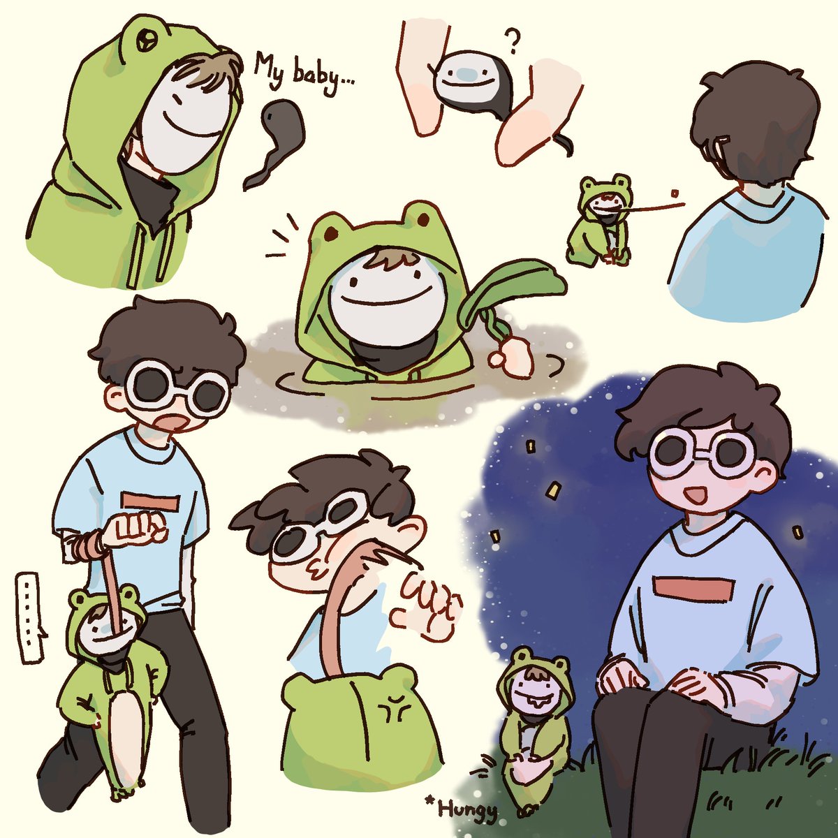 rikokoooou's tweet photo. #georgenotfoundfanart #gnffanart 
#dreamfanart #dreamwastakenfanart #mcytfanart 
【My friend turned into a Minecraft frog】 https://t.co/rM98tInqur
