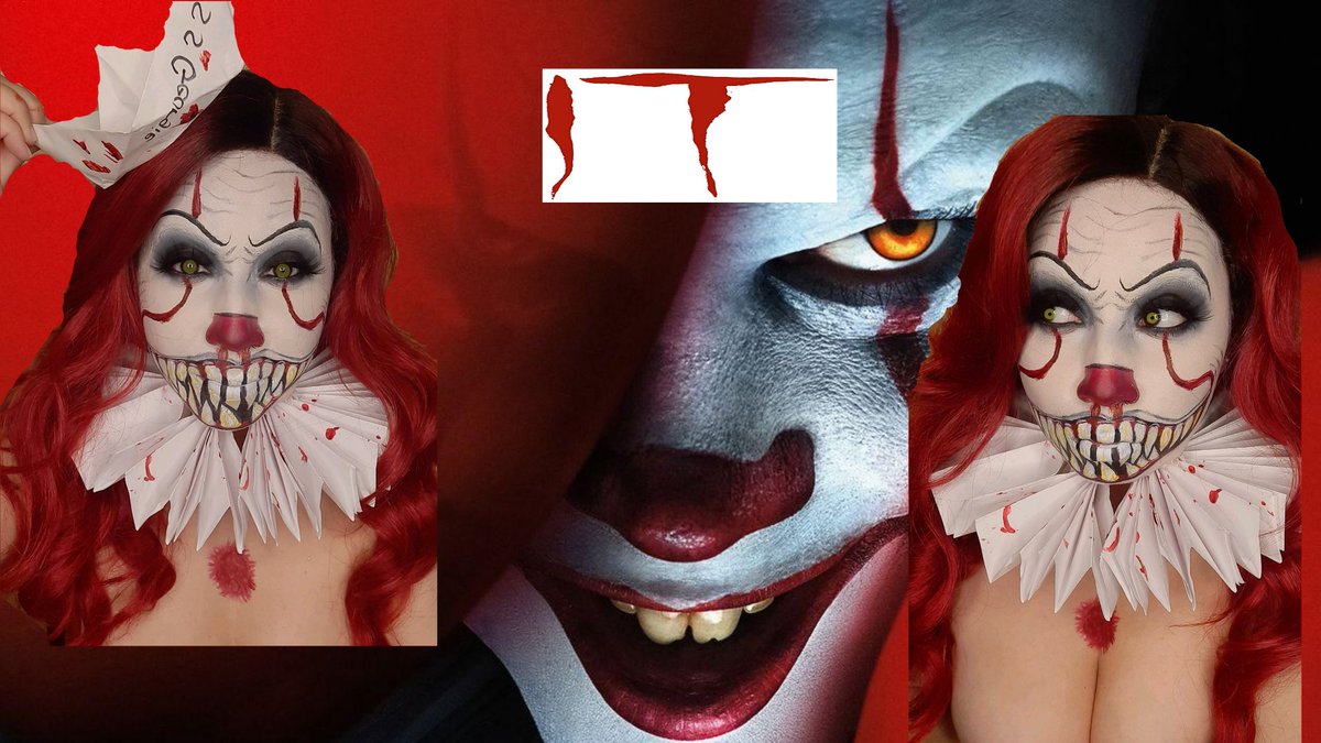 JsavageWith's tweet photo. "It" 

 #sfx #clown #it #youllfloattoo #pennywise #pennywisecosplay #pennywisethedancingclown #pennywisegirl #itmakeup #itfyp #Halloween https://t.co/KgoYLsT8jk