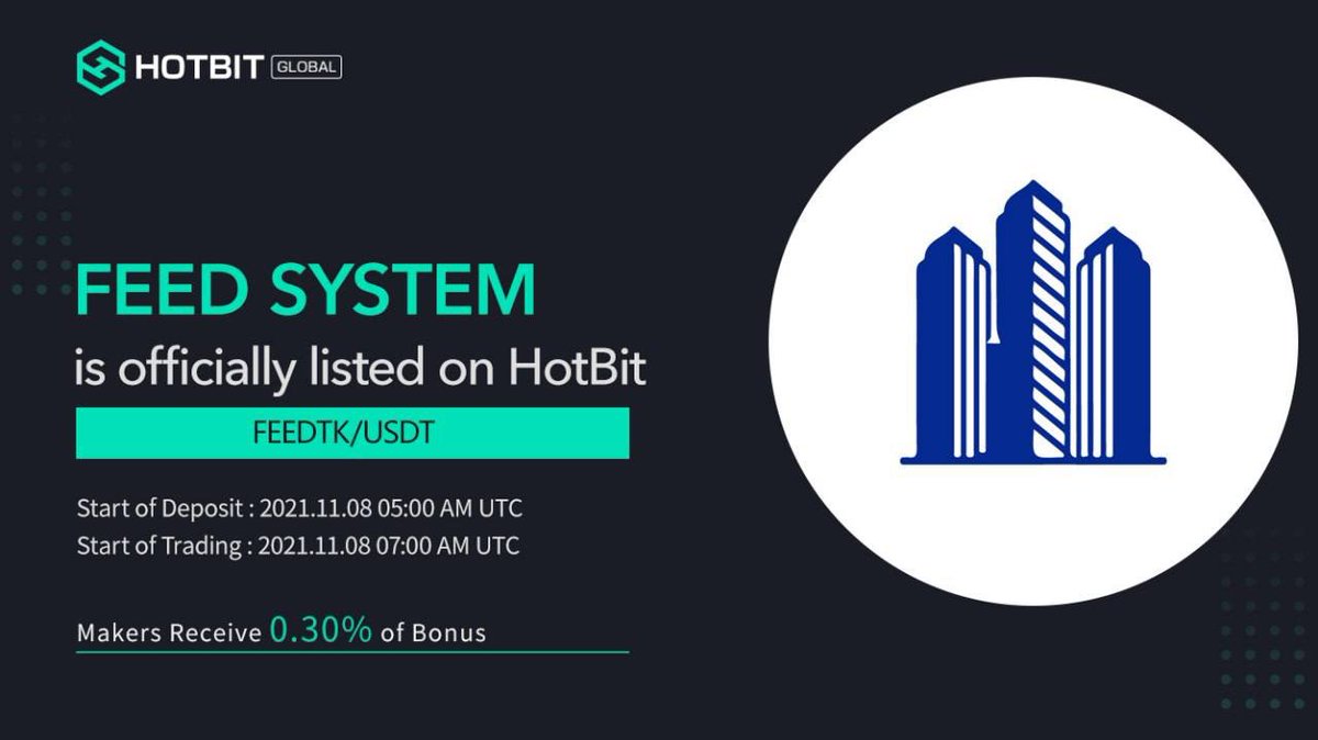 SystemFeed's tweet photo. 🚨BREAKING🚨

The first crypto currency dedicated to the hospitality industry is listed on #HOTBIT this Monday . @systemfeed aim to be in the top 100 crypto in 2022! 

Prepare your USDT on HOTBIT &amp; don’t miss the rocket 🚀 

#HOTBIT #listing #crypto #feedsystem https://t.co/L1MhszMRib