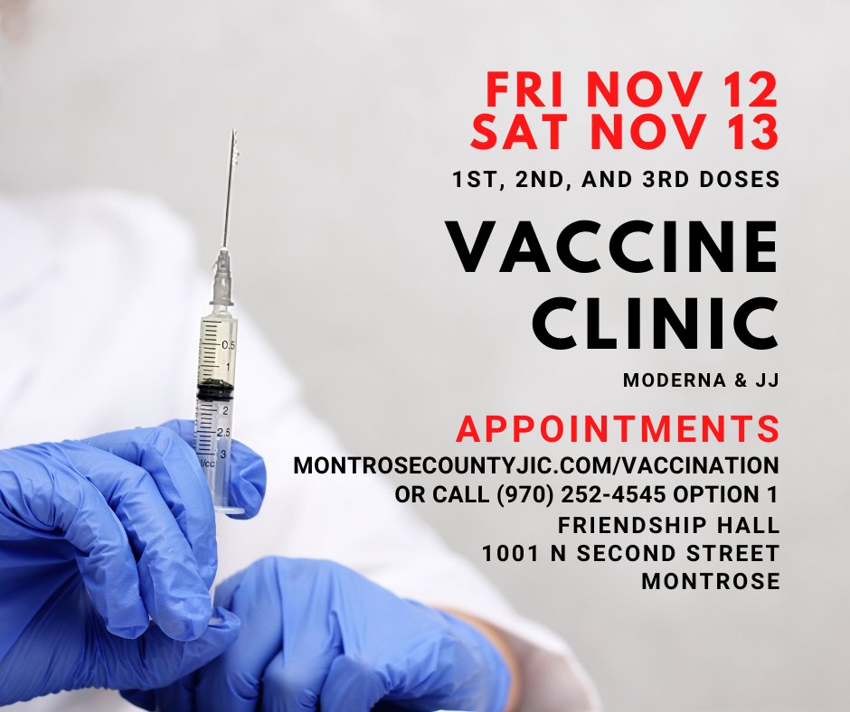 Montrose County Public Health and Peak Professionals Stand Up Mass COVID-19 Booster Clinic. Appointments
montrosecountyjic.com/vaccination/