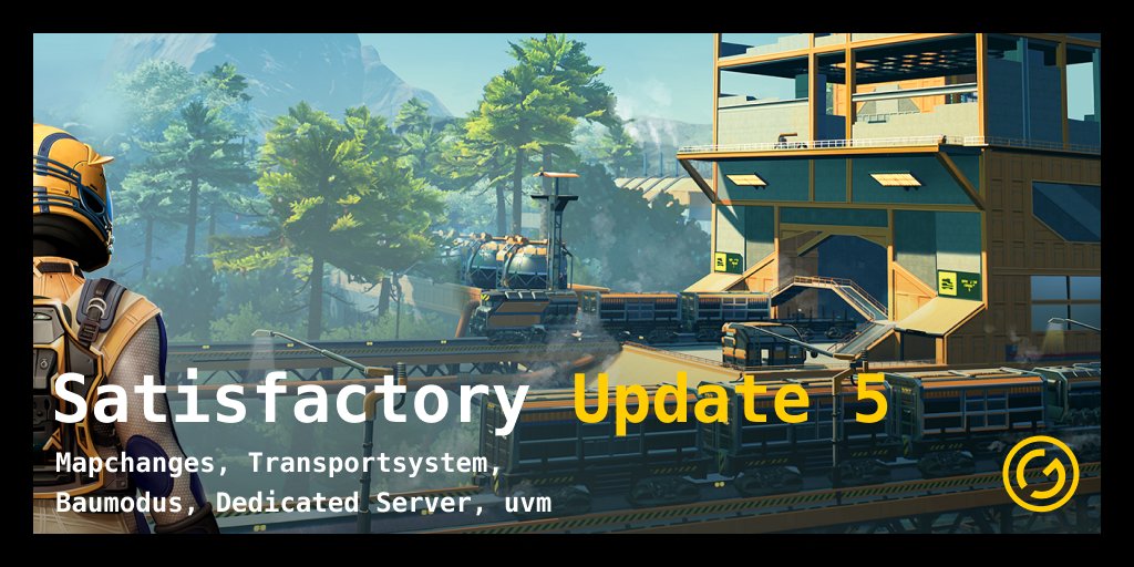 gameservercheck's tweet photo. Seit einigen Tagen ist das fünfte Update von #Satisfactory nun im experimental State.

Seitdem #Update geht das Spiel quasi wieder durch die Decke. Grund genug für uns das Ganze einmal näher anzuschauen. Der Release ist in wenigen Wochen geplant!

Mehr https://t.co/7Yn6O9Xvyn https://t.co/xpa5iL2gN6