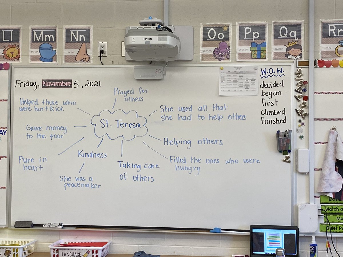 MrsDemeter_QH's tweet photo. Today we learned about St. Teresa of Calcutta and discussed how she lived the Beatitudes. Ask us about her! https://t.co/wcEAwPI6tu