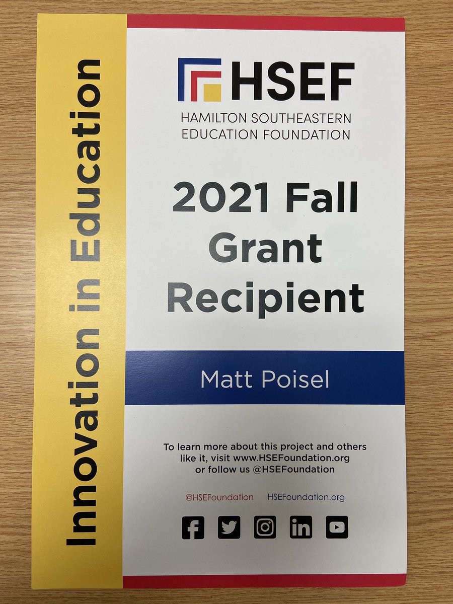 mpoisel's tweet photo. Thank you @hsefoundation! I am so excited to see the videos my students will make to show how math connects to their passions. The drone and GoPro footage will be awesome! A special shout out to @trikappafishers for your support also. @UrbanJason https://t.co/0JzLru973R