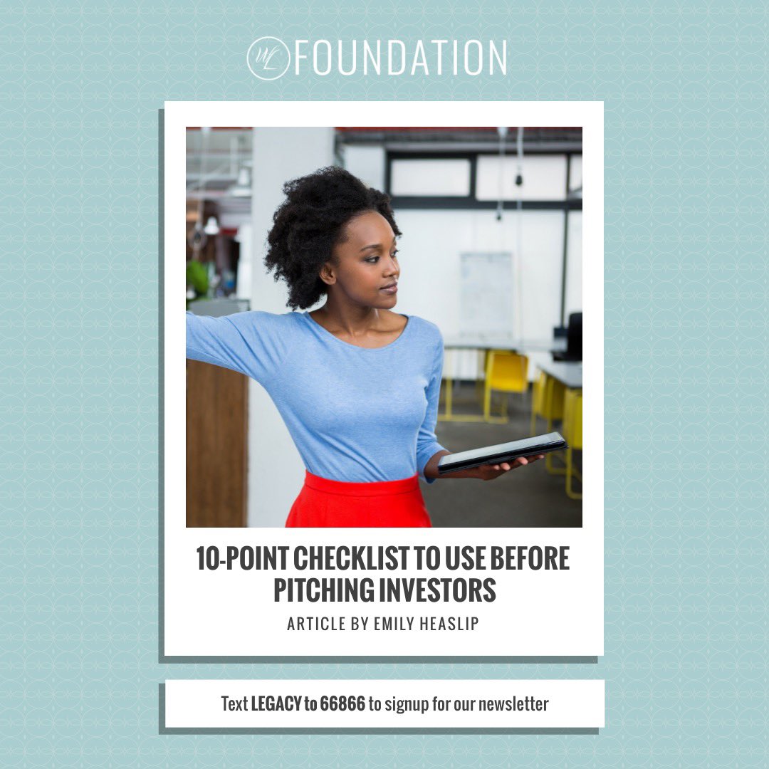 walkerslegacy's tweet photo. Need funding for your business? Let’s make sure you are #CapitalReady💰

Check out this 10-point Checklist to Use Before Pitching Investors — written by  @RemoteEmily 🙌🏽 

Read more ➡️ https://t.co/ausrfhWnHM

#CapitalReady #PitchReady
#WalkersLegacyFoundation https://t.co/ea7752DIZs