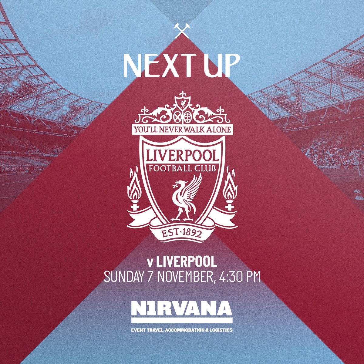 WestHam's tweet photo. Next up at London Stadium...

@Nirvana_Europe | #WHULIV https://t.co/TRcAbdko6w