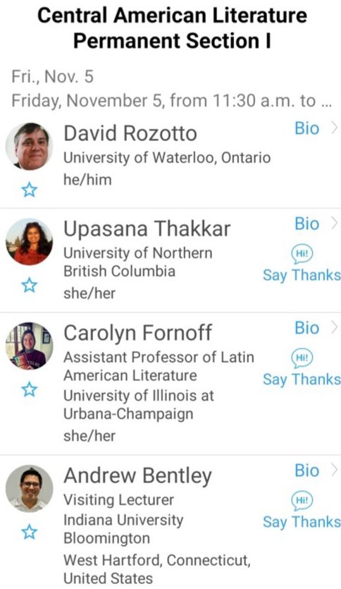 DavidRozotto's tweet photo. Excellent presentations at two panels in the Permanent Section on Central American Literature @MidwestMLA Convention.
Thanks to all presenters, especially @c4noff and @DamianVSolanoEs for your onsite support!
#mmla62ndconvention
#UWaterlooSLAS
#uwaterlooARTS
#UWaterloo https://t.co/ZSLs6kDQFZ