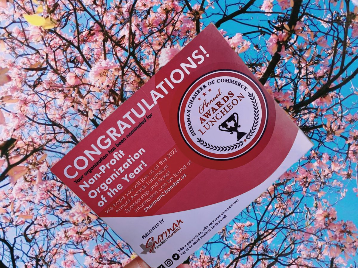Thank you @ShermanChamber for nominating us for the Nonprofit of the Year! #SCOC