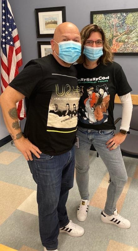 FoxboroughRCS's tweet photo. It was a dress down Friday for @FoxboroughRCS staff! The theme: wear your favorite band/concert gear! It was fun getting to know everyone's music tastes. @LuisSoriaFRCS https://t.co/dPpKGWP29U