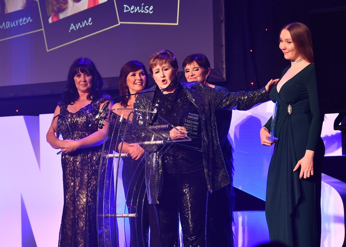 The_Nolans's tweet photo. It’s an absolute honour to recieve @VarietyGB’s Legend of Industry Award for our contributions to recorded music.
Nearly 50 years since our first break and we couldn’t be more grateful. It was even better to be able to honour Bernie, with her daughter Erin collecting her award! https://t.co/FycdecLk3O