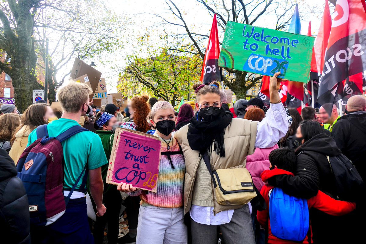 Today, 30k people were on the streets in #Glasgow. We have no more time for so called “leaders” running around like headless chicken at #cop26 doing nothing but their greenwashing campaigns in the name of “Conference of the Parties”.