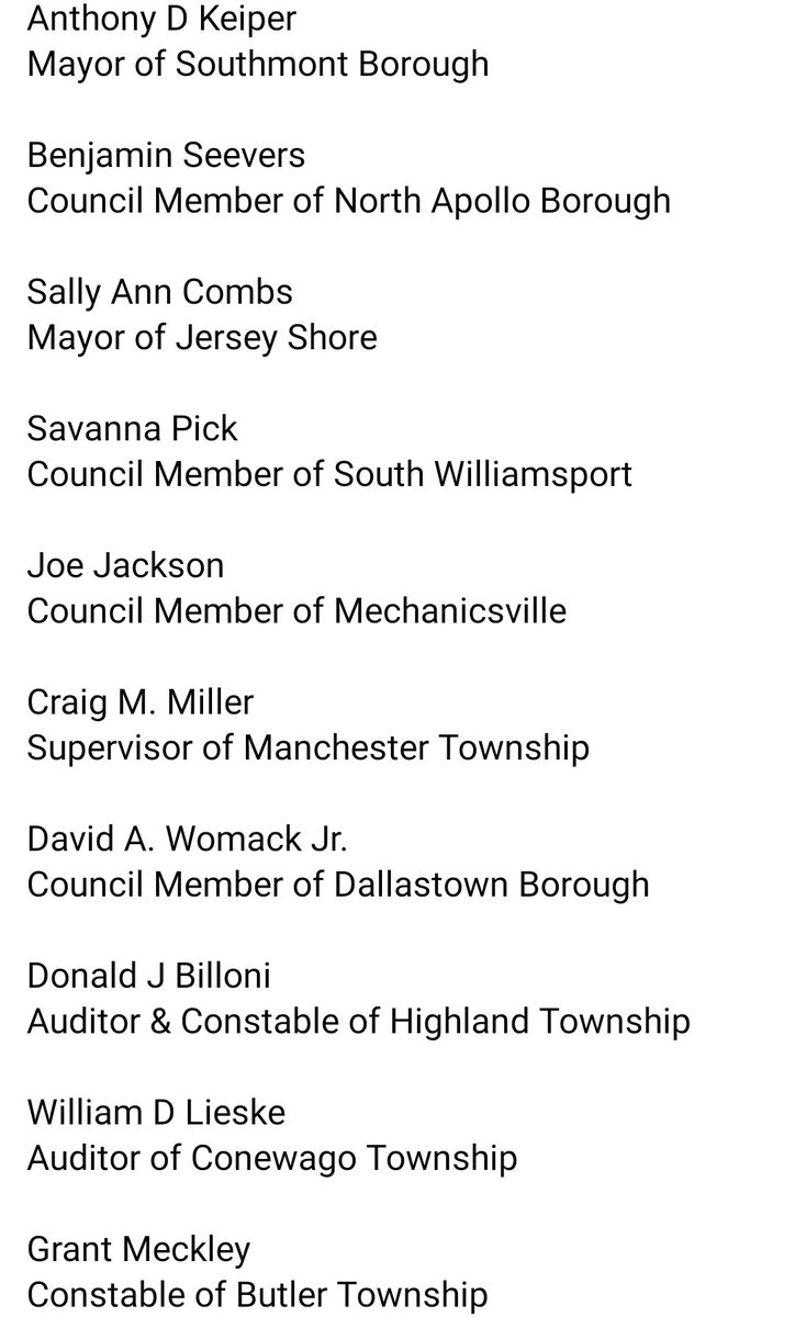 RealSpikeCohen's tweet photo. Here is the full* list of Libertarians who were newly elected to office in Pennsylvania alone.

This doesn't include those who were re-elected.

* write-in votes are still being counted, and we expect some more Libertarians to be elected https://t.co/LGHRVaerm5