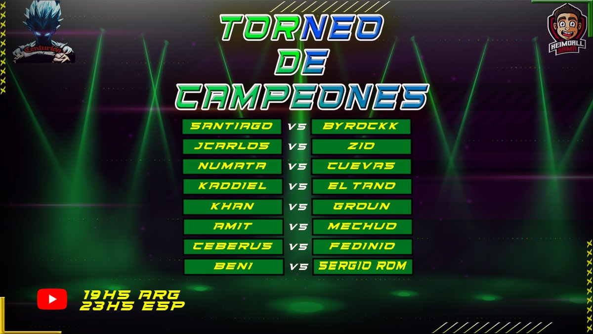 Muy buenas tardes!! Arranca hoy el gran torneo 1 vs 1 patrocinado por <a href="/Sergio01904530/">Centurión</a> con $200 Dólares al ganador/a!!

Hoy tenemos estos duelazos te espero!
youtube.com/channel/UCfxxA…