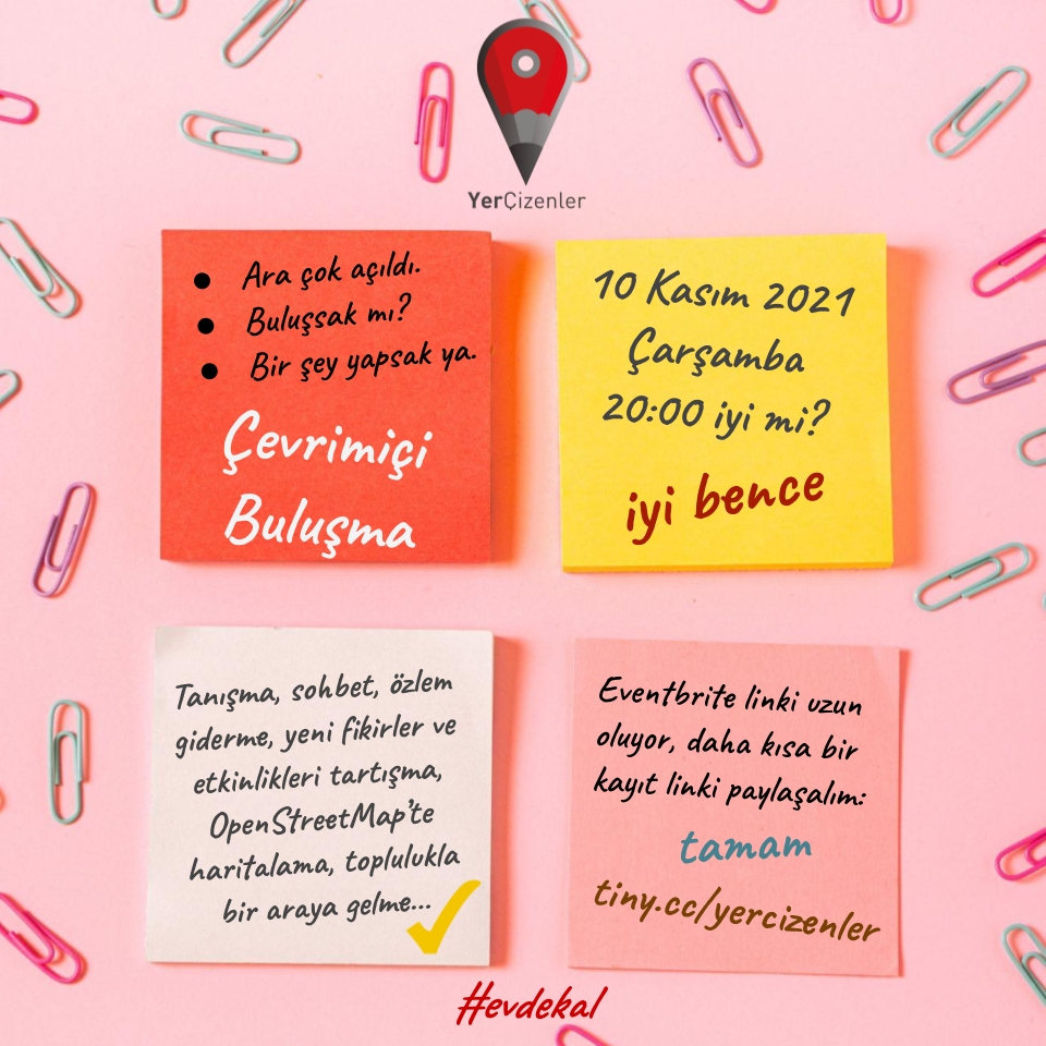 10 Kasım Çarşamba saat 20:00'de, Openstreetmap ve özgür haritacılıkla ilgili bir araya geleceğimiz etkinliğimize  herkesi bekleriz.

Kayıt için : tiny.cc/yercizenler

Photo via Pexels, thanks to <a href="/shkrabaanthony/">Antoni Shkraba</a>