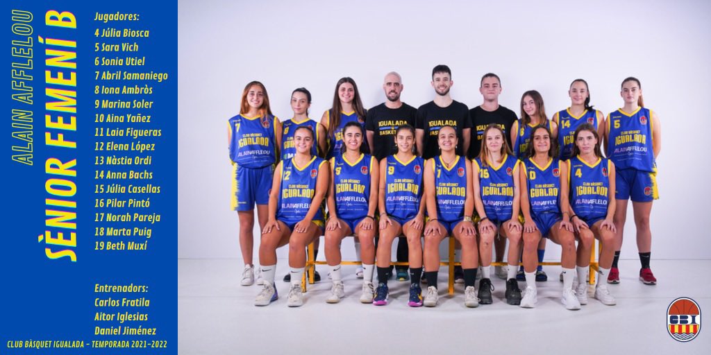 CBIgualada's tweet photo. 💥 PRESENTACIÓ ALAIN AFFLELOU CB IGUALADA SÈNIOR FEMENÍ B💥
Temporada 2021 / 2022
🏀 Presentem l'equip ALAIN AFFLELOU CB IGUALADA
#femcbi #femequip #femaficio #cbiseniorb #CBISFB https://t.co/xx2SsUaCKU