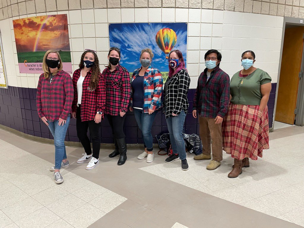 EasleyYrElem's tweet photo. It’s Friday spirit day at Easley and today our theme was Fall Flannel! Check out our warm, cozy, and fall festive staff and students! #BeEasley #WeAreDPS https://t.co/b9K3S60fsS