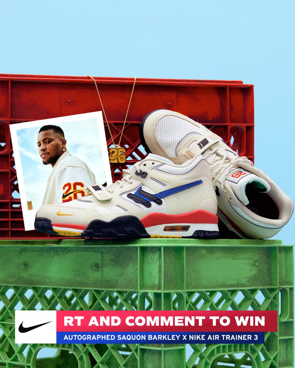New York Giants (@giants) on Twitter photo We're giving you a chance to win <a href="/saquon/">Saquon Barkley</a>'s Nike Air Trainer 3's 😏
Oh yeah & they're autographed 🤭 We're giving you a chance to win <a href="/saquon/">Saquon Barkley</a>'s Nike Air Trainer 3's 😏
Oh yeah & they're autographed 🤭