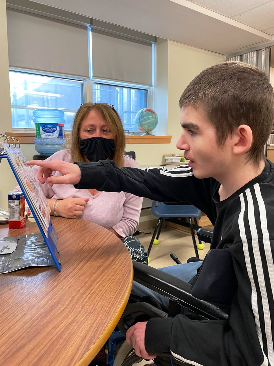 NS_SLP_MOM's tweet photo. This SLP is so proud of my student and his wonderful EPA using his PODD Communication System today @Panthers_PA (Prince Andrew High School) #PODD #CommunicationIsPower #ProudSLP @HRCE_NS @HRCE_StudentSer @AssistTechHRCE @HRCEAutismTeam https://t.co/bhqCMOF0qM