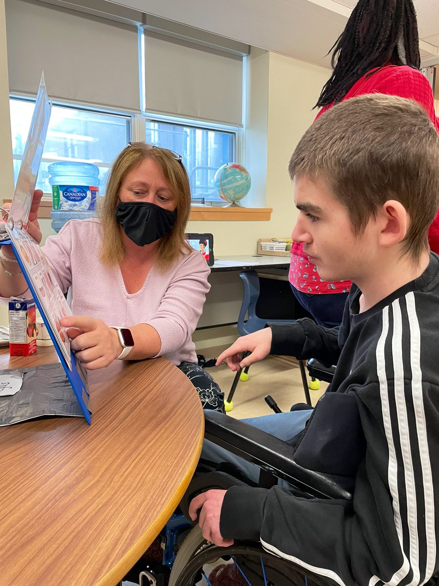 NS_SLP_MOM's tweet photo. This SLP is so proud of my student and his wonderful EPA using his PODD Communication System today @Panthers_PA (Prince Andrew High School) #PODD #CommunicationIsPower #ProudSLP @HRCE_NS @HRCE_StudentSer @AssistTechHRCE @HRCEAutismTeam https://t.co/bhqCMOF0qM