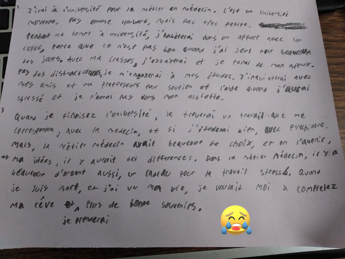 StaggFrench's tweet photo. That feeling when your student's writing brings a tear to your eyes "When I'm gone and look back, I want to have achieved my dream, & I will take with me even more great memories." These seniors...they sure get to me sometimes!😭 #futureplans #staggparle #practicemakesproficient https://t.co/HEsF2v4AWQ