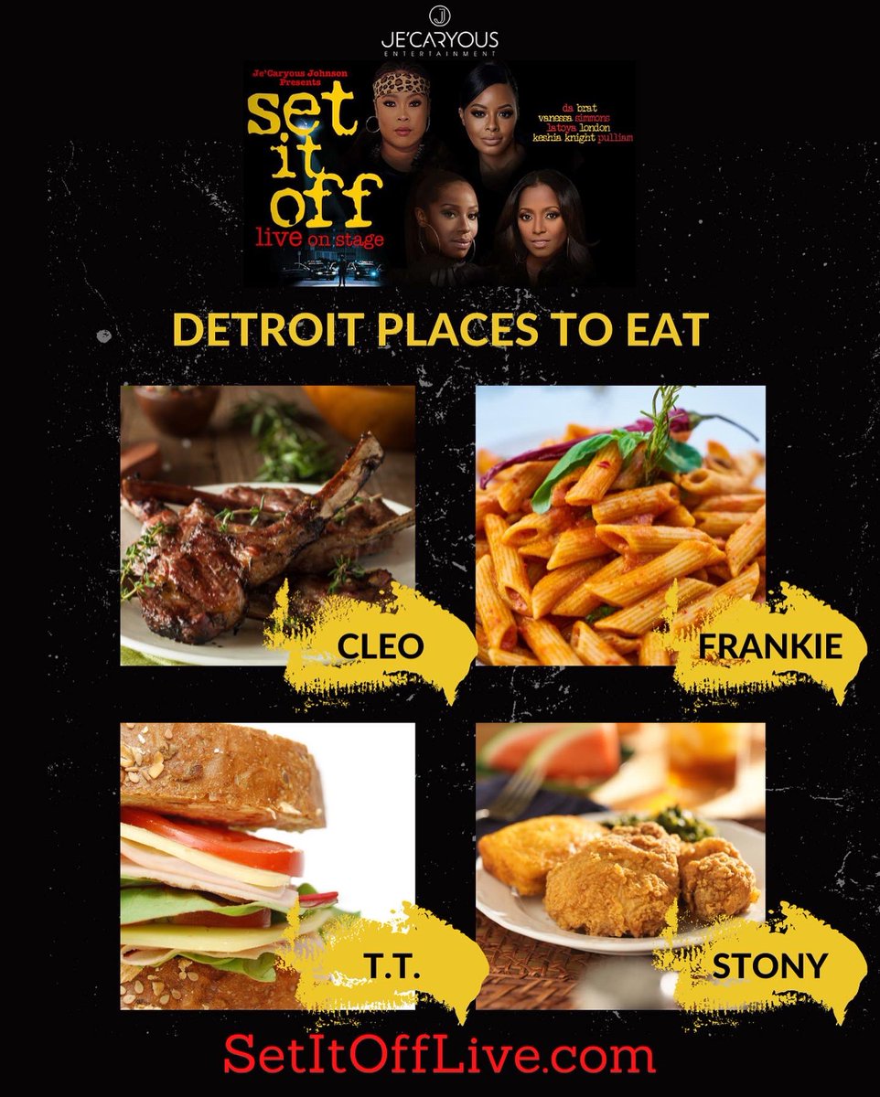 JeCaryous's tweet photo. Motor City! Question: we know Detroit can throw down when it comes to some good food. Where is the best place for each character to get their favorite meal before #SetItOffLive? 

SOUND OFF 👇🏽 https://t.co/NUk245OOVH